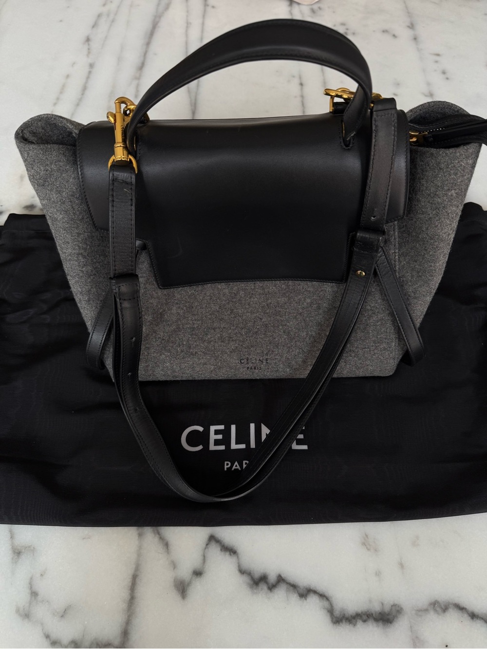 Céline Felt & Smooth Leather Gray and Black Belt Bag - Picture 8 of 8